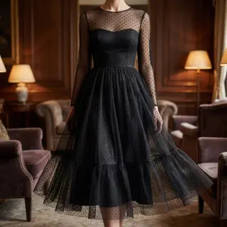 Tyl na TUTU DOTS black