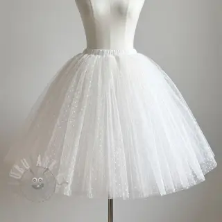 Tule voor TUTU-rok DOTS white