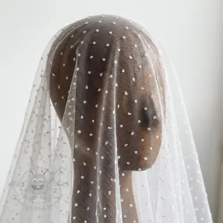 Tule voor TUTU-rok DOTS white