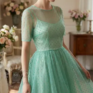 Tule voor TUTU-rok DOTS mint