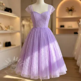 Tule voor TUTU-rok DOTS lilac