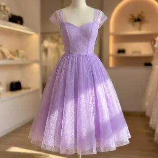 Tyl na TUTU DOTS lilac