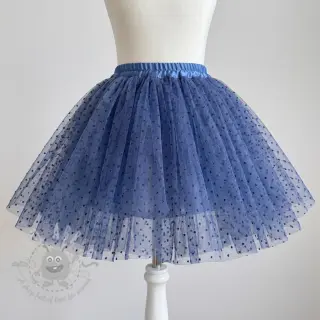Tule voor TUTU-rok DOTS dark blue