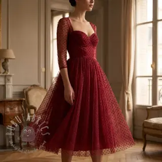 Tule voor TUTU-rok DOTS bordeaux