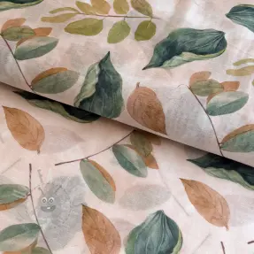 Lyocell met linnen en zijde Retro Flowers design A