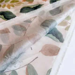 Lyocell met linnen en zijde Retro Flowers design En