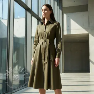 Katoenen stof TWILL Mango olive green