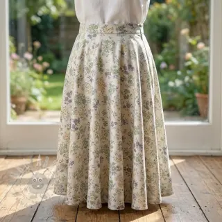 Lyocell met linnen en zijde Retro Flowers design D