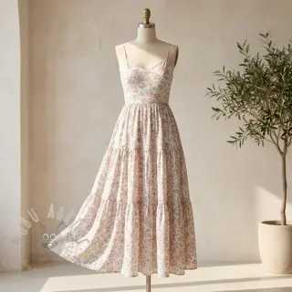 Lyocell met linnen en zijde Retro Flowers design E