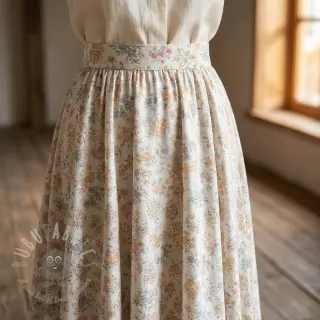 Lyocell met linnen en zijde Retro Flowers design E