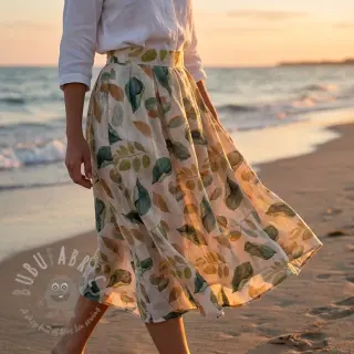 Lyocell met linnen en zijde Retro Flowers design A