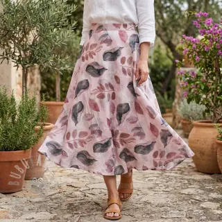 Lyocell met linnen en zijde Retro Flowers design B