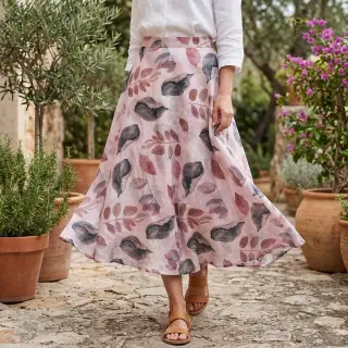 Lyocell s ľanom a hodvábom Retro Flowers design B