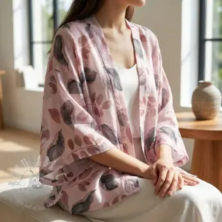 Lyocell met linnen en zijde Retro Flowers design B