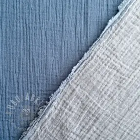 Dubbelgaas/mousseline DOUBLE FACE cloud blue