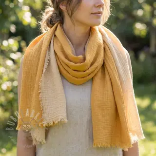 Dubbelgaas/mousseline DOUBLE FACE old yellow
