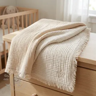 Dubbelgaas/mousseline DOUBLE FACE sand