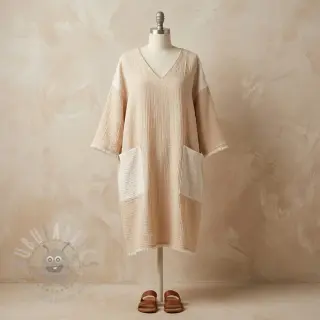 Dubbelgaas/mousseline DOUBLE FACE sand