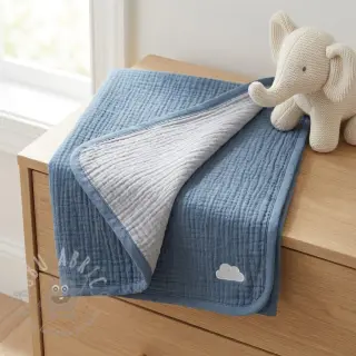 Dubbelgaas/mousseline DOUBLE FACE cloud blue