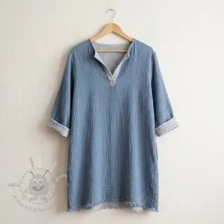 Dubbelgaas/mousseline DOUBLE FACE cloud blue