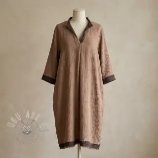 Dubbelgaas/mousseline DOUBLE FACE mocha