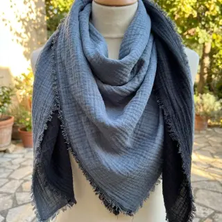 Dvojitá gázovina/mušelín DOUBLE FACE marine