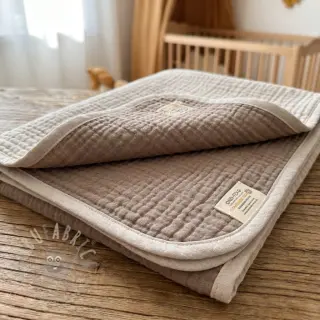 Dubbelgaas/mousseline DOUBLE FACE pebble