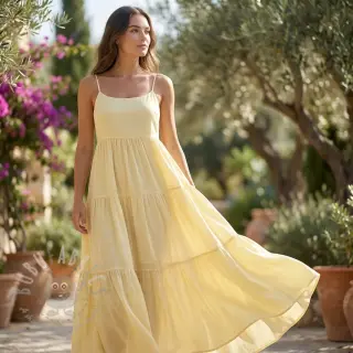 Viscose met linnen BUBBLY pale banana