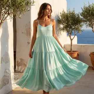 Viscose met linnen BUBBLY misty jade