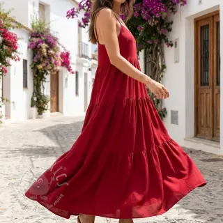 Viscose met linnen BUBBLY marlboro red
