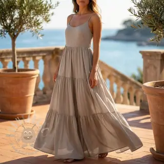 Viscose met linnen BUBBLY sand