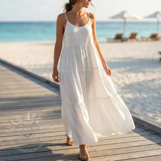 Viscose met linnen BUBBLY white