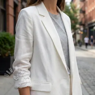 Viscose met linnen BUBBLY white