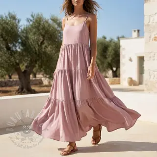Viscose met linnen BUBBLY lilac