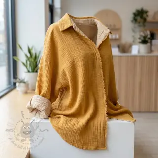 Dubbelgaas/mousseline DOUBLE FACE old yellow