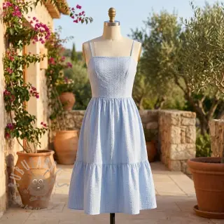 Katoenen stof BUBBLE dusty blue
