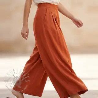 Viscose met linnen WASHED terracotta
