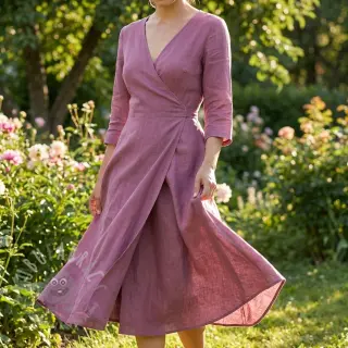 Viscose met linnen WASHED mauve