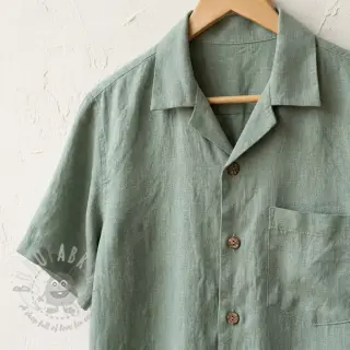 Viscose met linnen WASHED old green