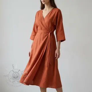 Viscose met linnen WASHED terracotta