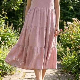 Viscose met linnen WASHED old rose