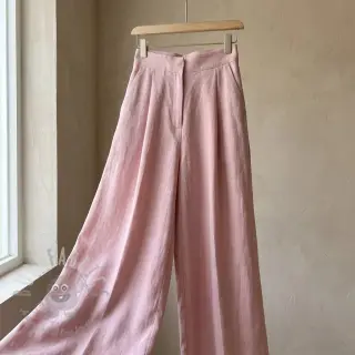Viscose met linnen WASHED old rose