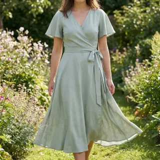 Viscose met linnen WASHED mint