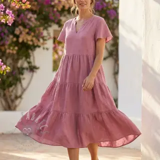Viscose met linnen WASHED old pink