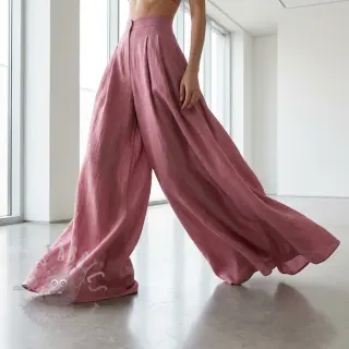 Viscose met linnen WASHED old pink