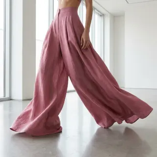 Viskóza s ľanom WASHED old pink