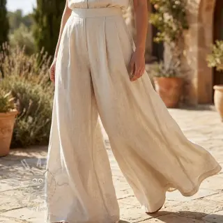 Viscose met linnen WASHED light beige
