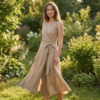 Viscose met linnen WASHED sand