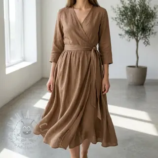 Viscose met linnen WASHED earth