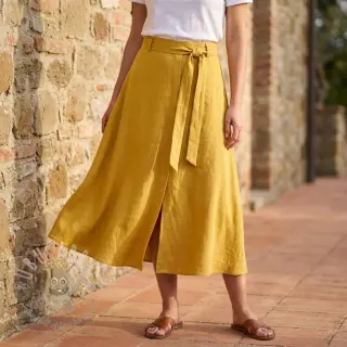 Viscose met linnen WASHED ochre